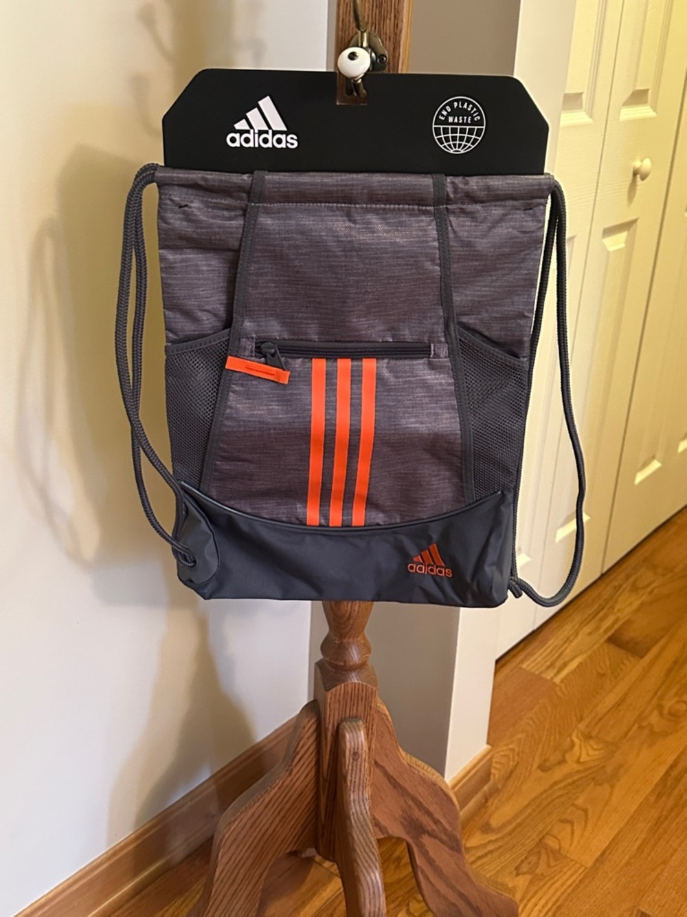 adidas Men’s Gray & Orange Drawstring Backpack